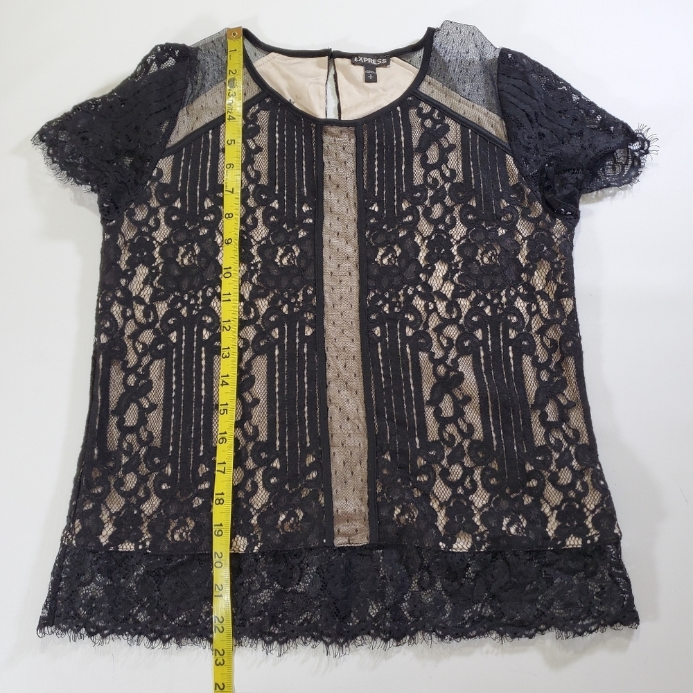 2456 * Express Black Lace Top Blouse Bohemian Hippie Chic Elegant Size S - Picture 8 of 8